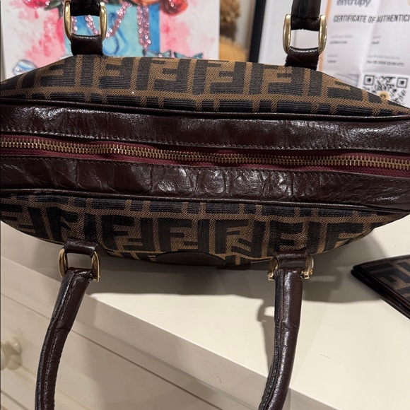 Fendi Zucca Vintage Top handle Boston Bag / Wallet bundle- Bag With COA - Picture 11 of 17